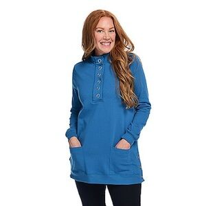 OSO Casual Snap Quarter Sweater with Snap Sides and pockets